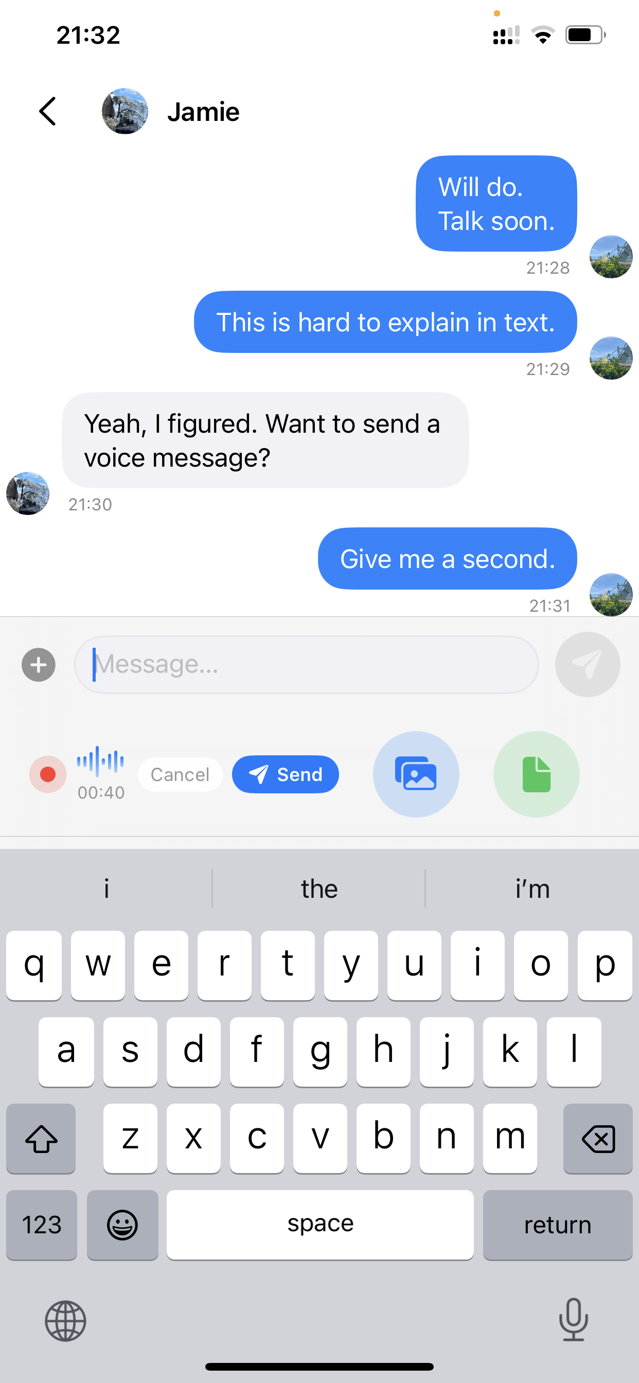 AegisWhisper chat screenshot showing conversation thread
